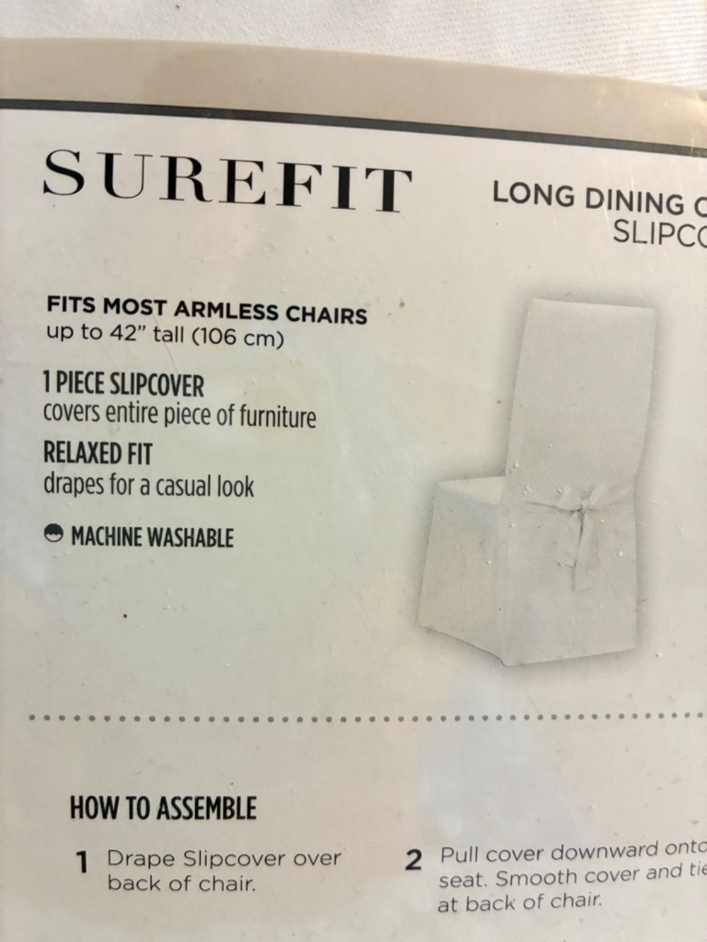 2 SureFit White Slipcover Pair with Scotchgard Protector 2 NEW - Picture 3 of 4